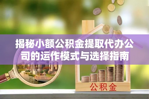 郓城揭秘小额公积金提取代办公司的运作模式与选择指南